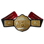 Dual Big Gold World Heavyweight Championship Belt w/ Tooled Strap
