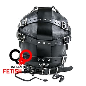 Leather bondage hood