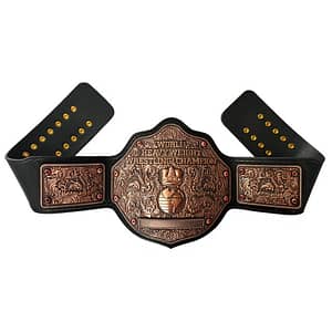 Copper Big Gold World Heavyweight Championship Belt w/ Tooled Strap
